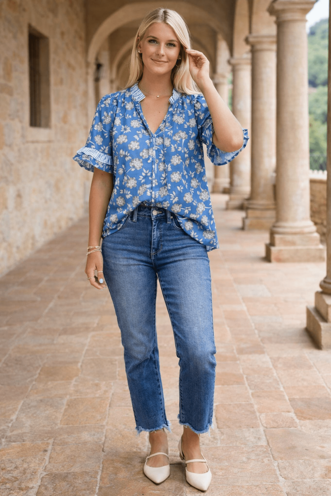 Hana Detail Short Sleeve Blouse - Hello Beautiful BoutiqueBlouses & ShirtsThreaded Pear