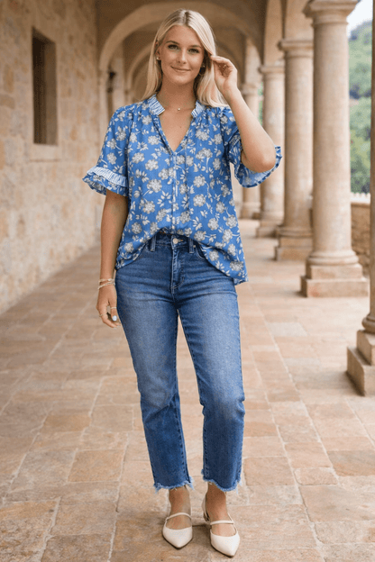 Hana Detail Short Sleeve Blouse - Hello Beautiful BoutiqueBlouses & ShirtsThreaded Pear