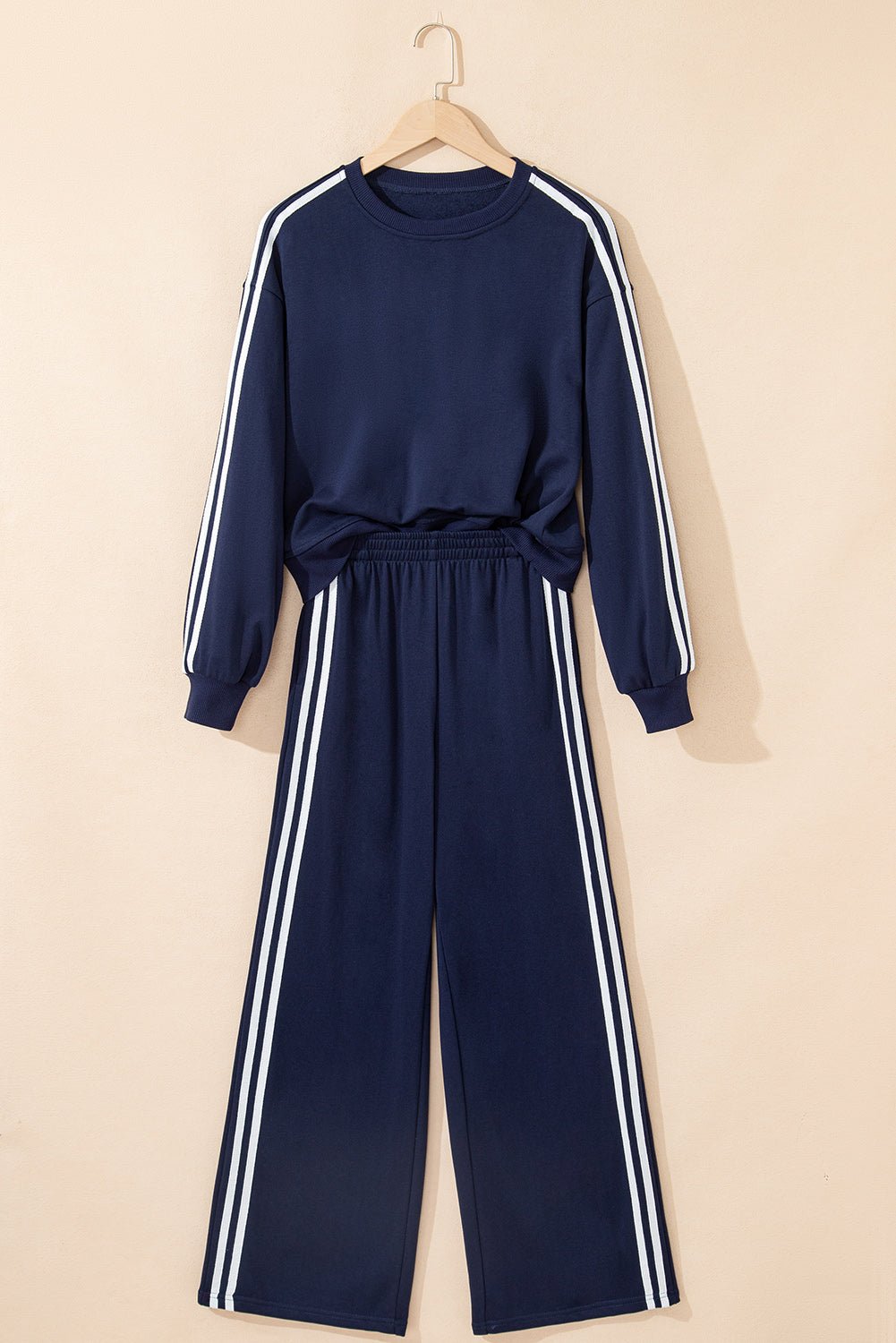 Hana Striped Detail Crewneck Pullover - Hello Beautiful BoutiquePant SetsThreaded Pear
