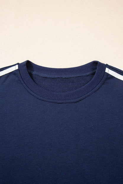 Hana Striped Detail Crewneck Pullover - Hello Beautiful BoutiquePant SetsThreaded Pear