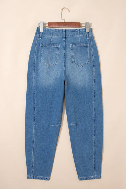 Hana Wash Cuffed Barrel Jeans - Hello Beautiful BoutiqueJeansThreaded Pear