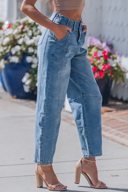 Hana Wash Cuffed Barrel Jeans - Hello Beautiful BoutiqueJeansThreaded Pear