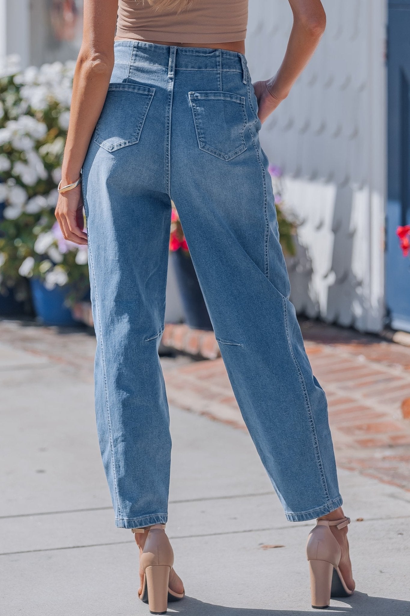 Hana Wash Cuffed Barrel Jeans - Hello Beautiful BoutiqueJeansThreaded Pear