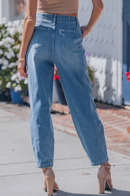 Hana Wash Cuffed Barrel Jeans - Hello Beautiful BoutiqueJeansThreaded Pear