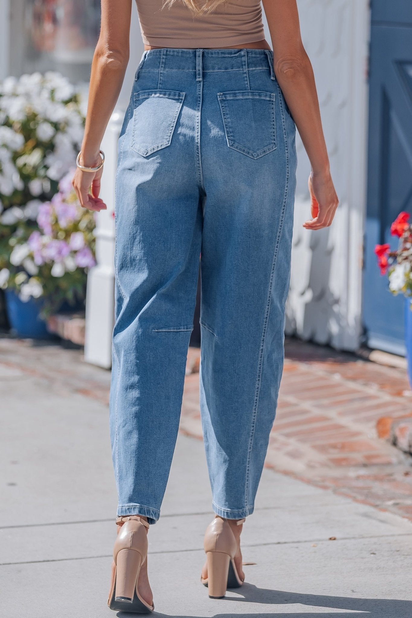 Hana Wash Cuffed Barrel Jeans - Hello Beautiful BoutiqueJeansThreaded Pear