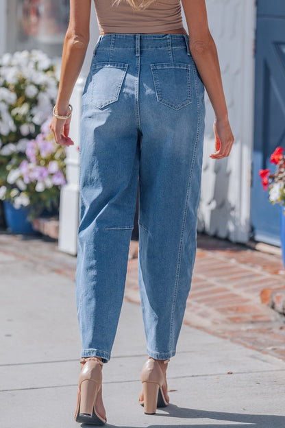 Hana Wash Cuffed Barrel Jeans - Hello Beautiful BoutiqueJeansThreaded Pear