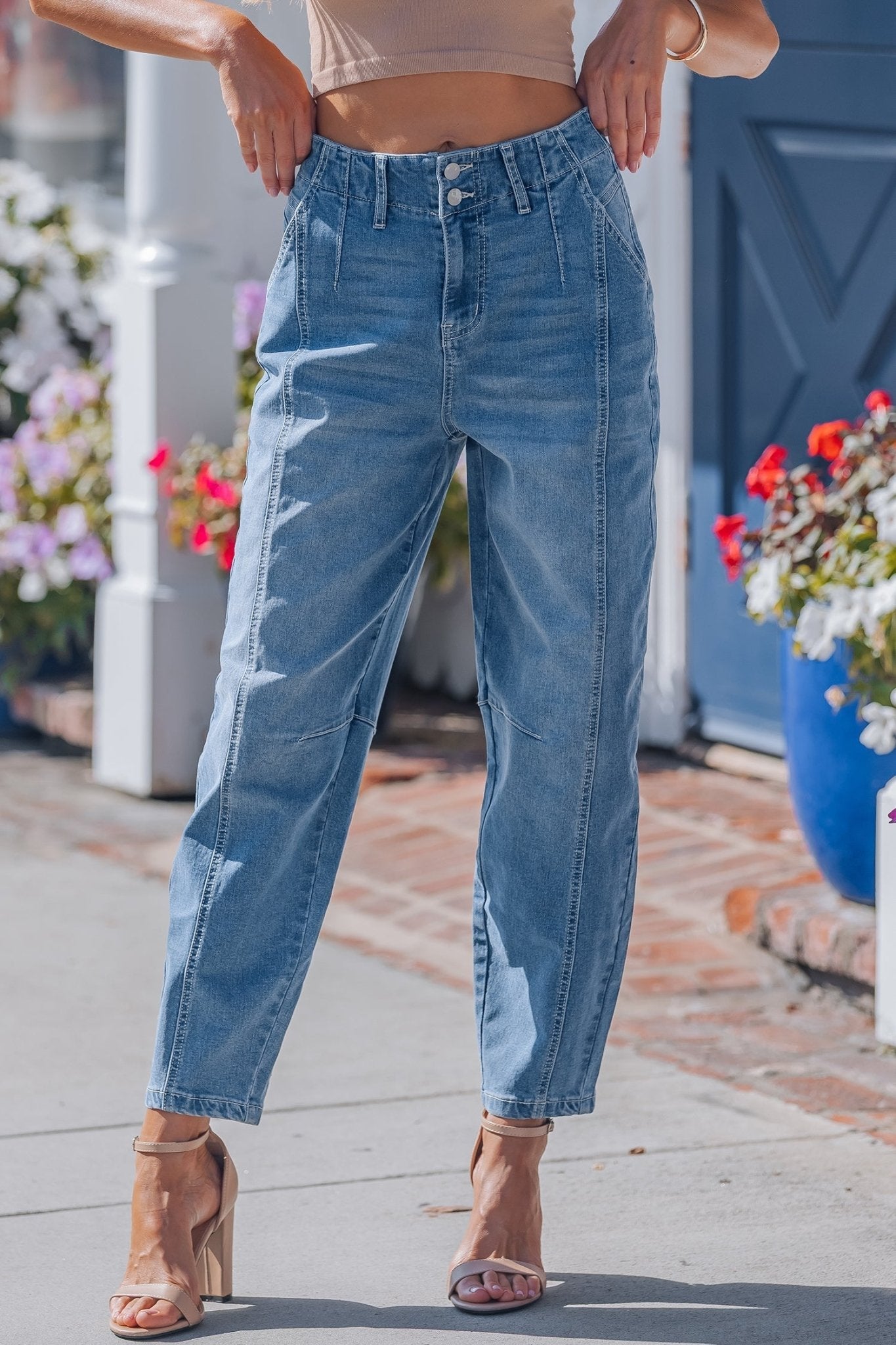 Hana Wash Cuffed Barrel Jeans - Hello Beautiful BoutiqueJeansThreaded Pear