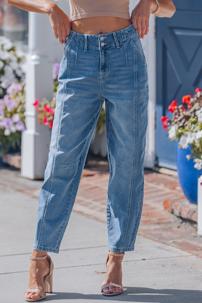 Hana Wash Cuffed Barrel Jeans - Hello Beautiful BoutiqueJeansThreaded Pear