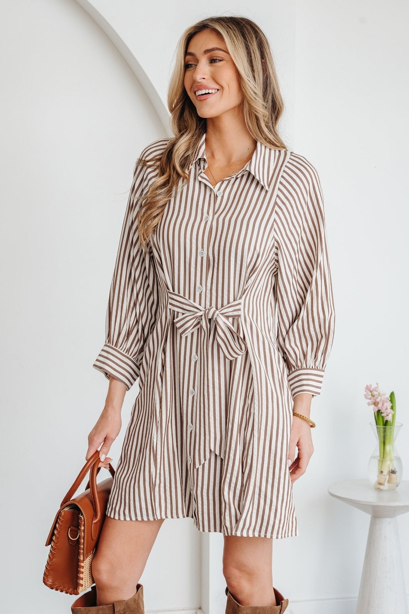 Hanna Sleeve Down Mini Shirt - Hello Beautiful BoutiqueMini DressesThreaded Pear
