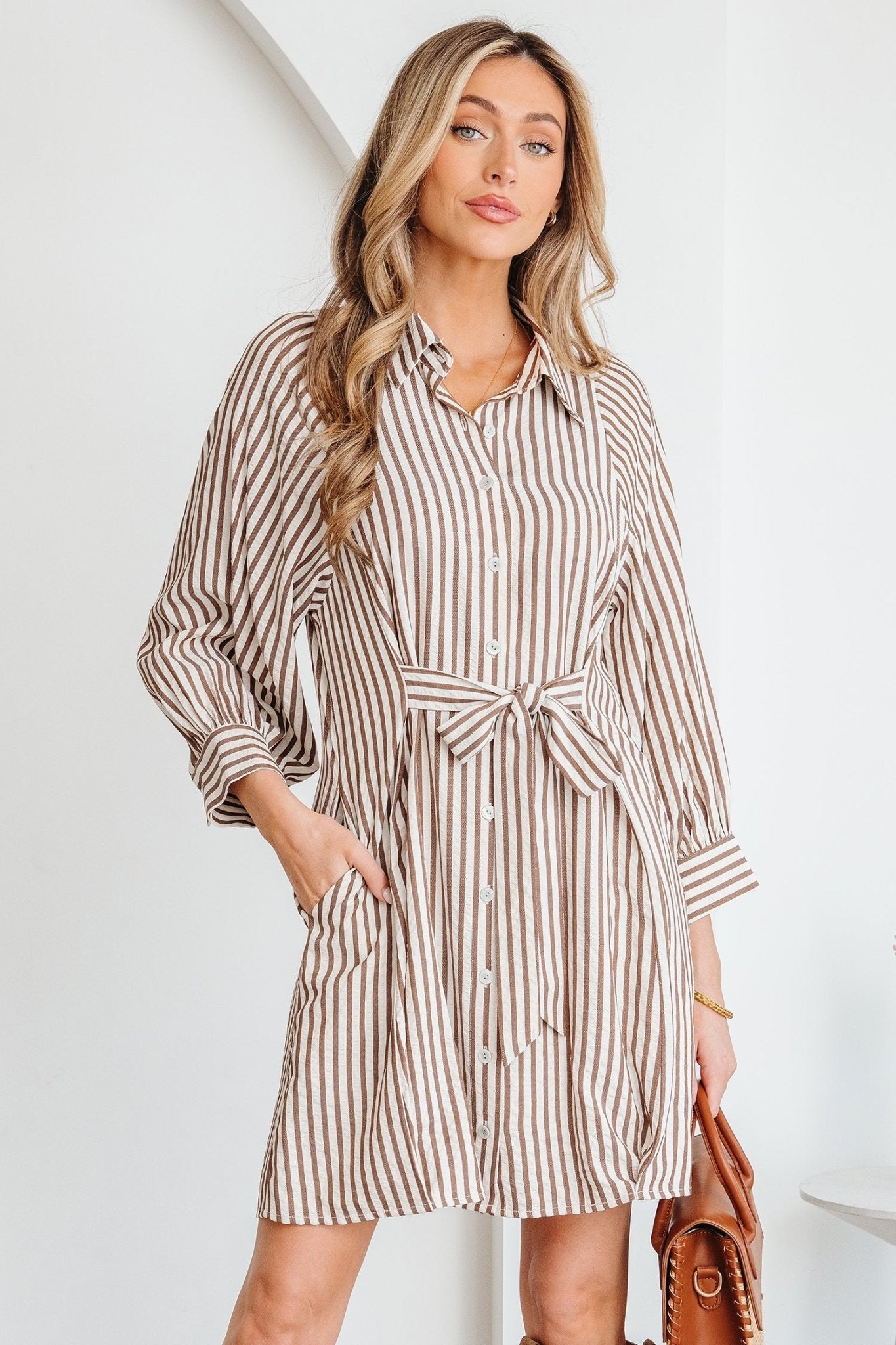 Hanna Sleeve Down Mini Shirt - Hello Beautiful BoutiqueMini DressesThreaded Pear