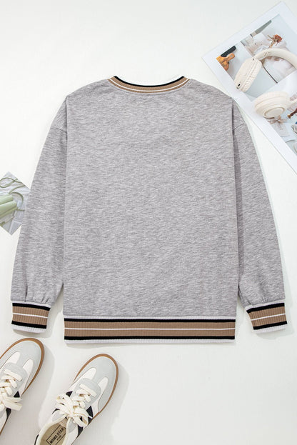 Harlee Contrast Striped Trim Sweatshirt - Hello Beautiful BoutiqueSweatshirts & HoodiesThreaded Pear