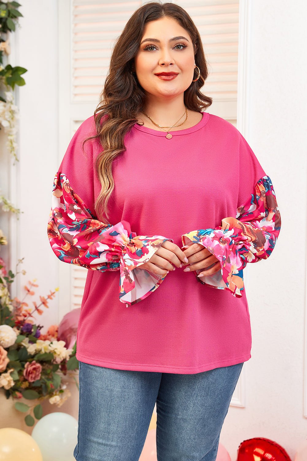 Harmony Sleeve Rib Knit PLUS Top - Hello Beautiful BoutiquePlus Size Long Sleeve TopsThreaded Pear