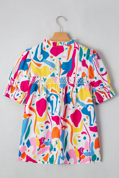 Harper Shirred Short Sleeve Blouse - Hello Beautiful BoutiqueBlouses & ShirtsThreaded Pear