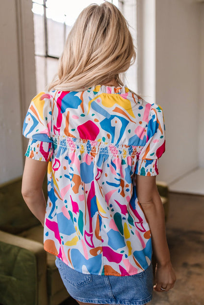 Harper Shirred Short Sleeve Blouse - Hello Beautiful BoutiqueBlouses & ShirtsThreaded Pear