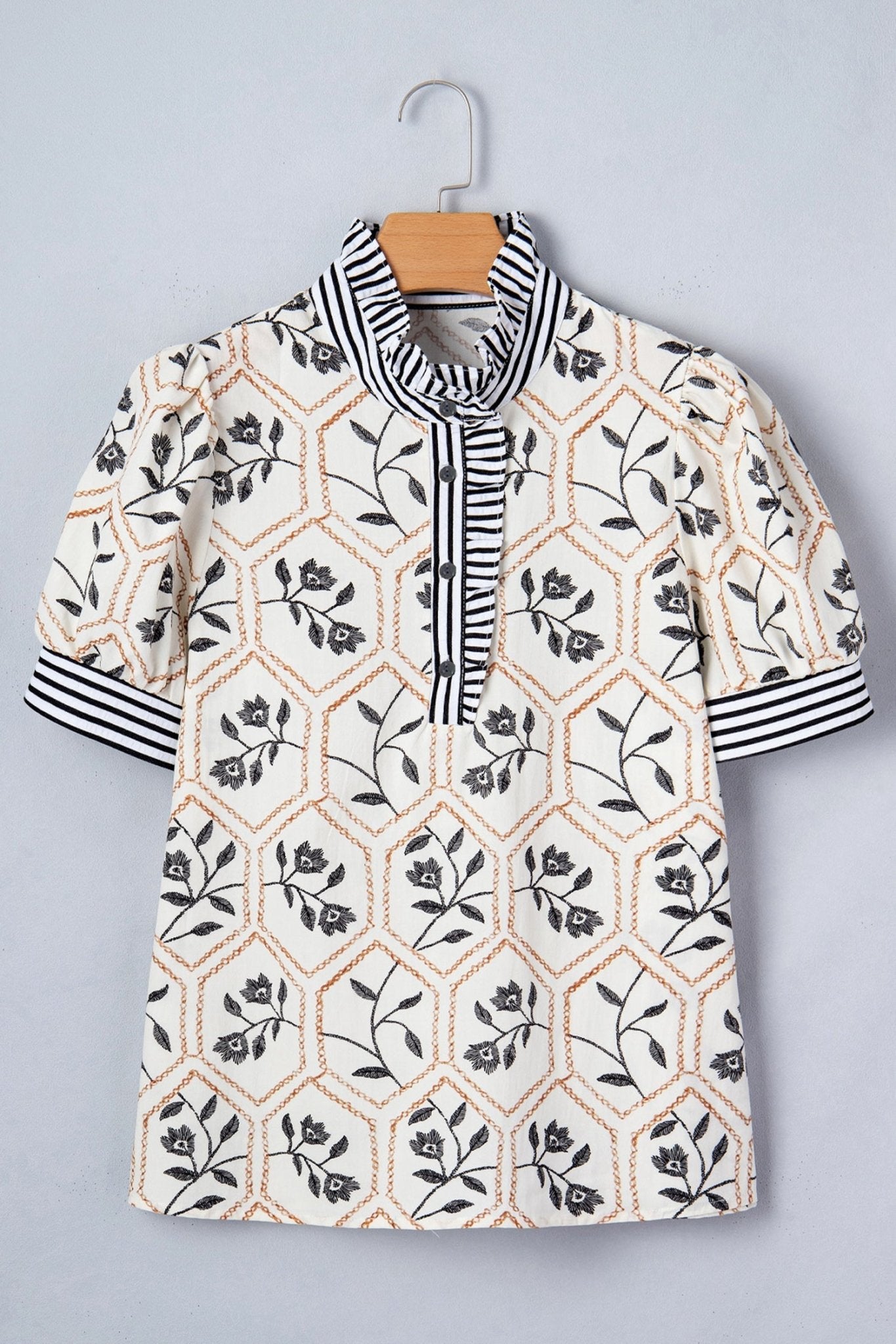Hayden Patchwork Short Sleeve Blouse - Hello Beautiful BoutiqueBlouses & ShirtsThreaded Pear