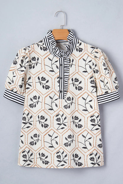 Hayden Patchwork Short Sleeve Blouse - Hello Beautiful BoutiqueBlouses & ShirtsThreaded Pear