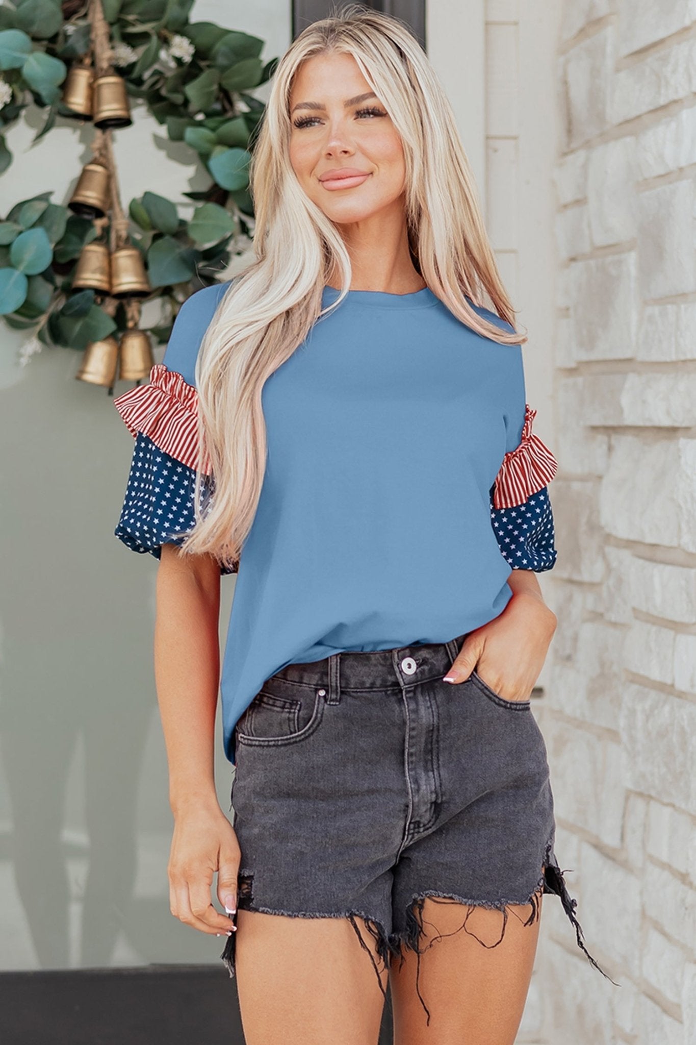 Henley Short Puff Sleeve Top - Hello Beautiful BoutiqueTops & TeesThreaded Pear