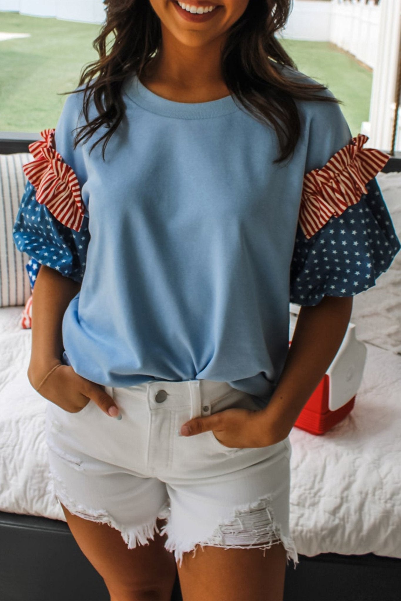 Henley Short Puff Sleeve Top - Hello Beautiful BoutiqueTops & TeesThreaded Pear