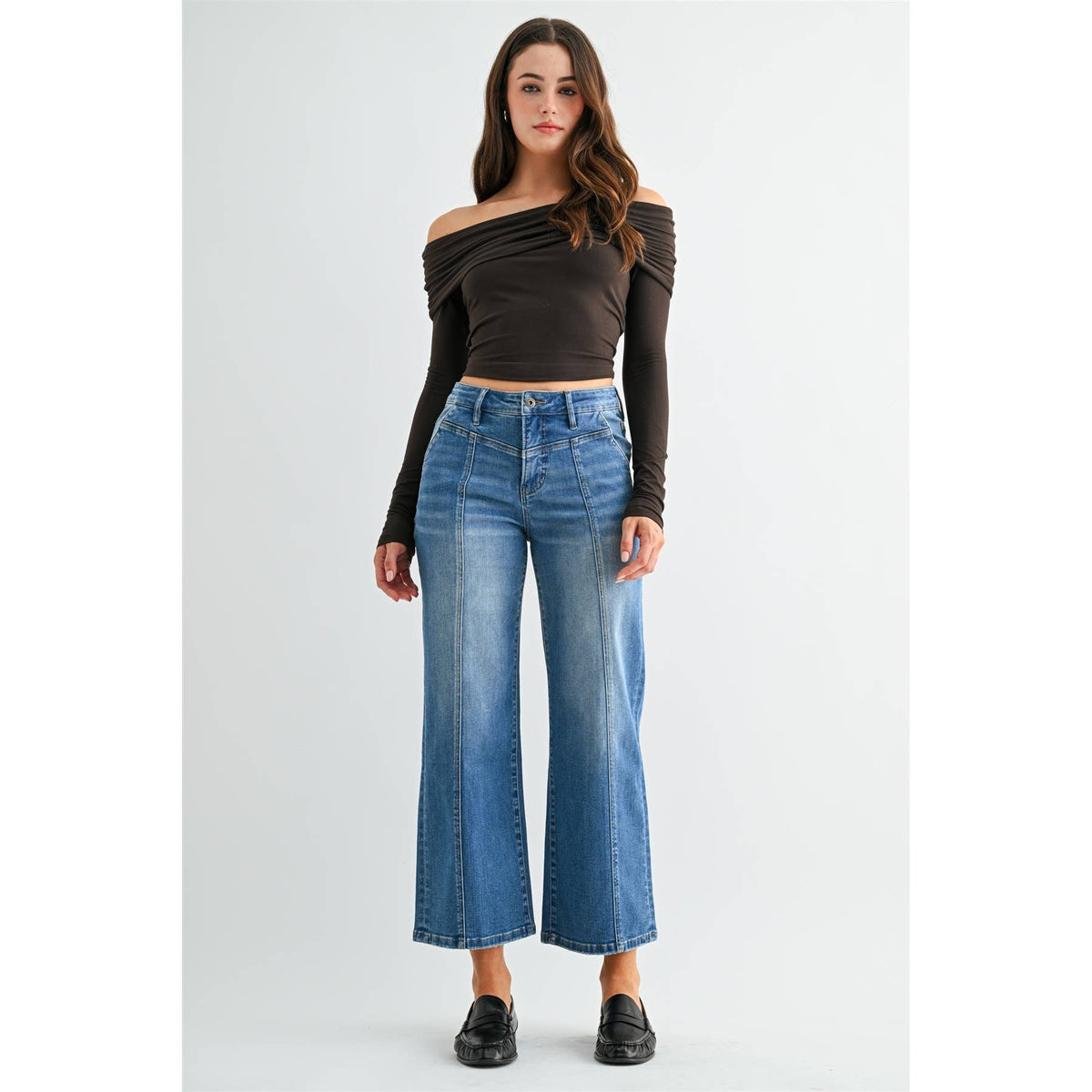 High-Rise Tummy Tuck Wide Crop Jeans - Hello Beautiful BoutiqueJeansMica Denim