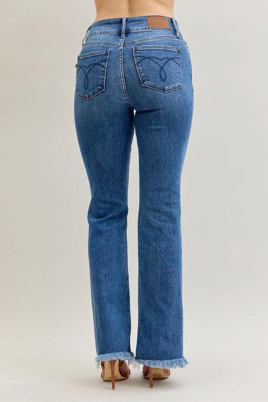 High Waist Bootcut with Fray Hem 82686 - Hello Beautiful BoutiqueJeansJudy Blue