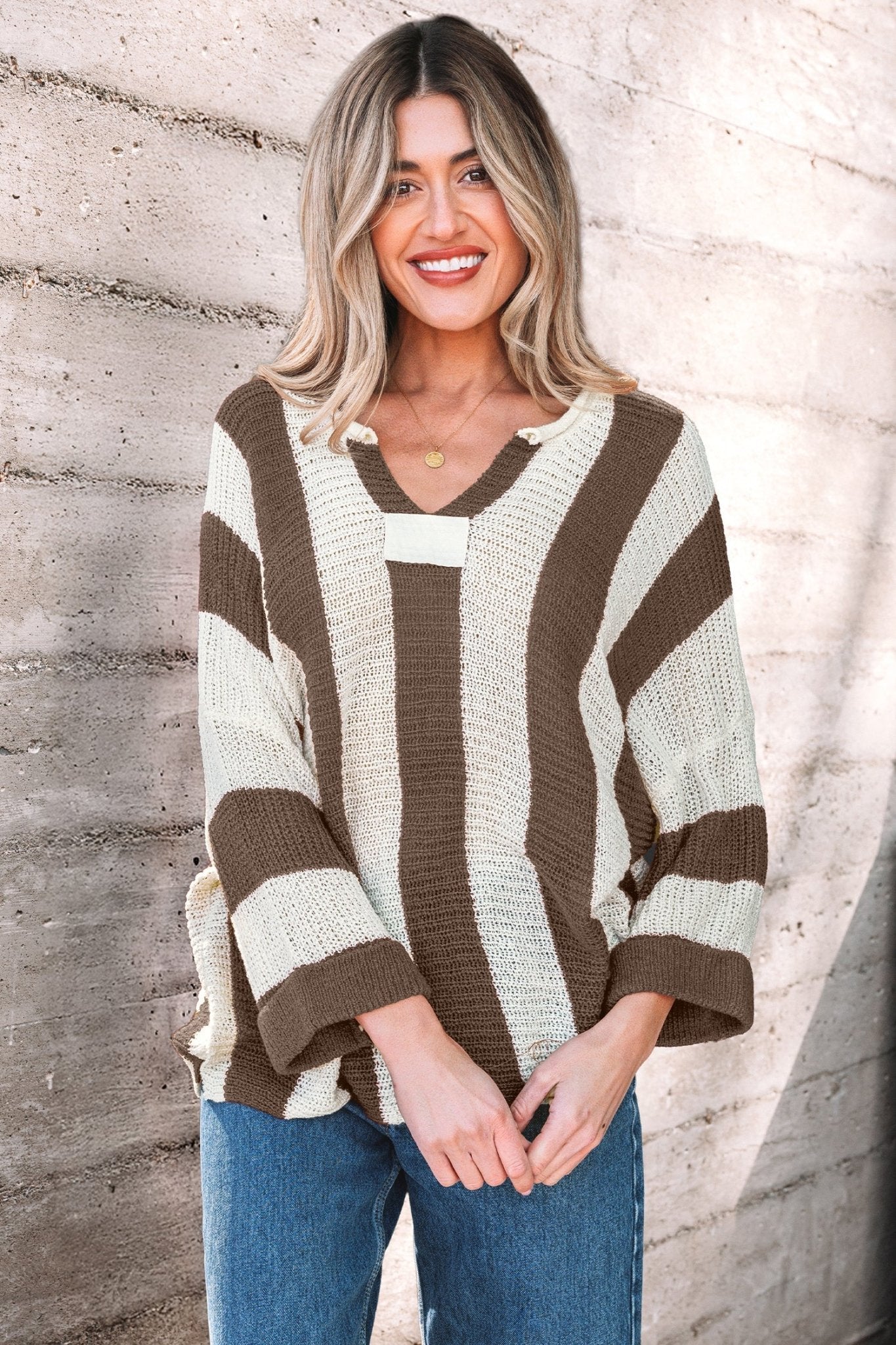 Holland Colorblock Bracelet Sleeve Sweater - Hello Beautiful BoutiqueSweatersThreaded Pear