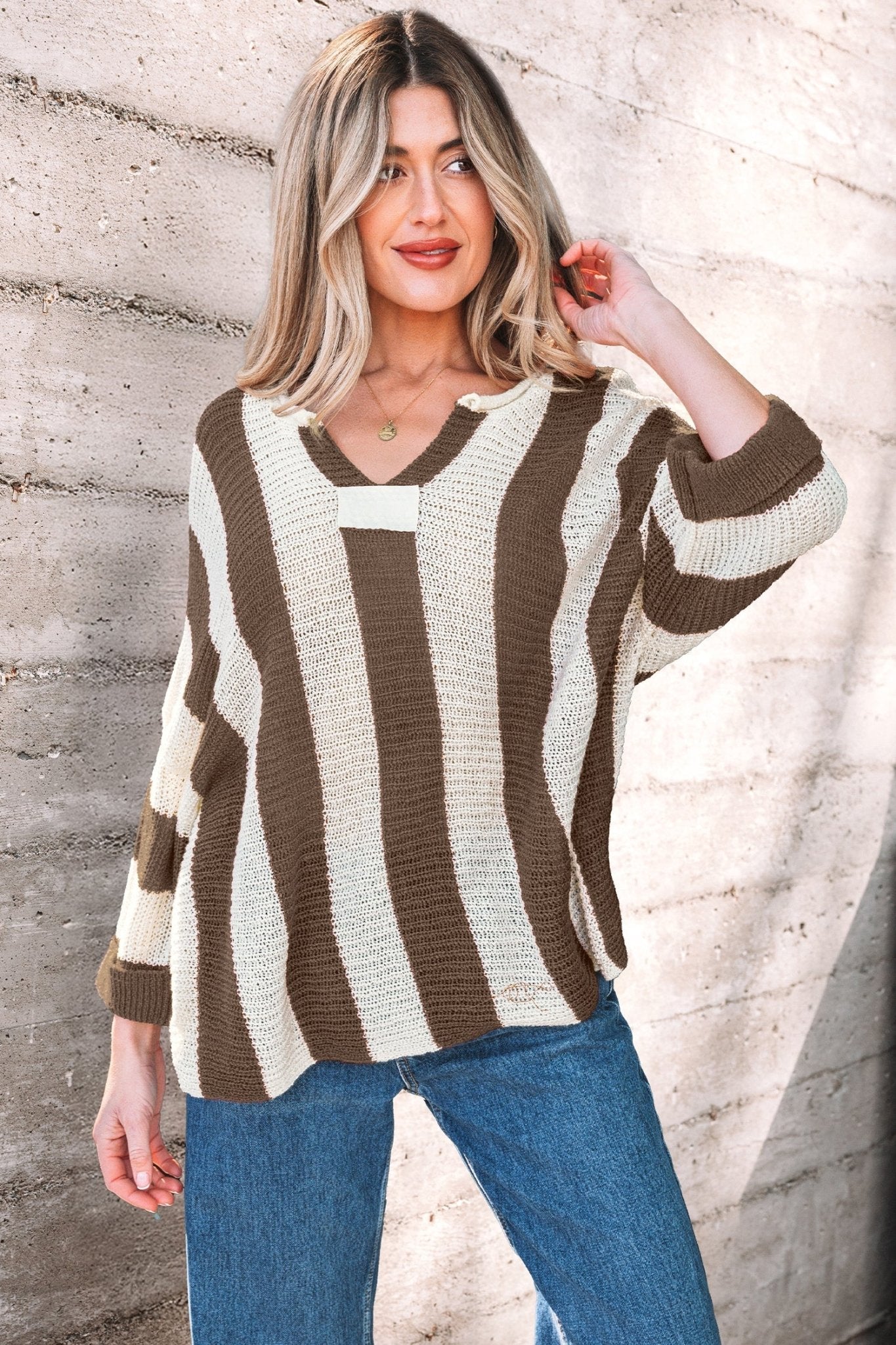 Holland Colorblock Bracelet Sleeve Sweater - Hello Beautiful BoutiqueSweatersThreaded Pear