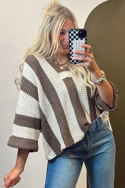 Holland Colorblock Bracelet Sleeve Sweater - Hello Beautiful BoutiqueSweatersThreaded Pear