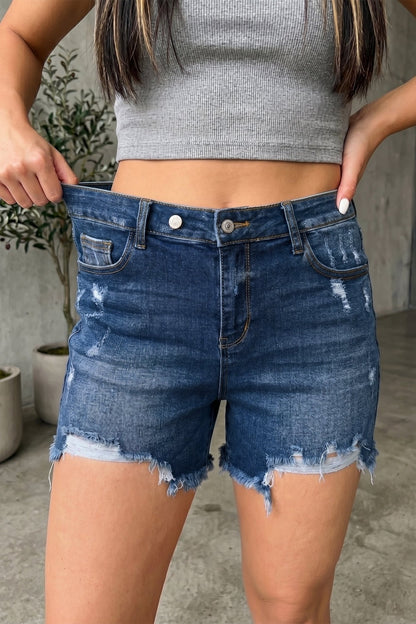 Holland Hem Distressed Whiskery Shorts - Hello Beautiful BoutiqueDenim ShortsThreaded Pear