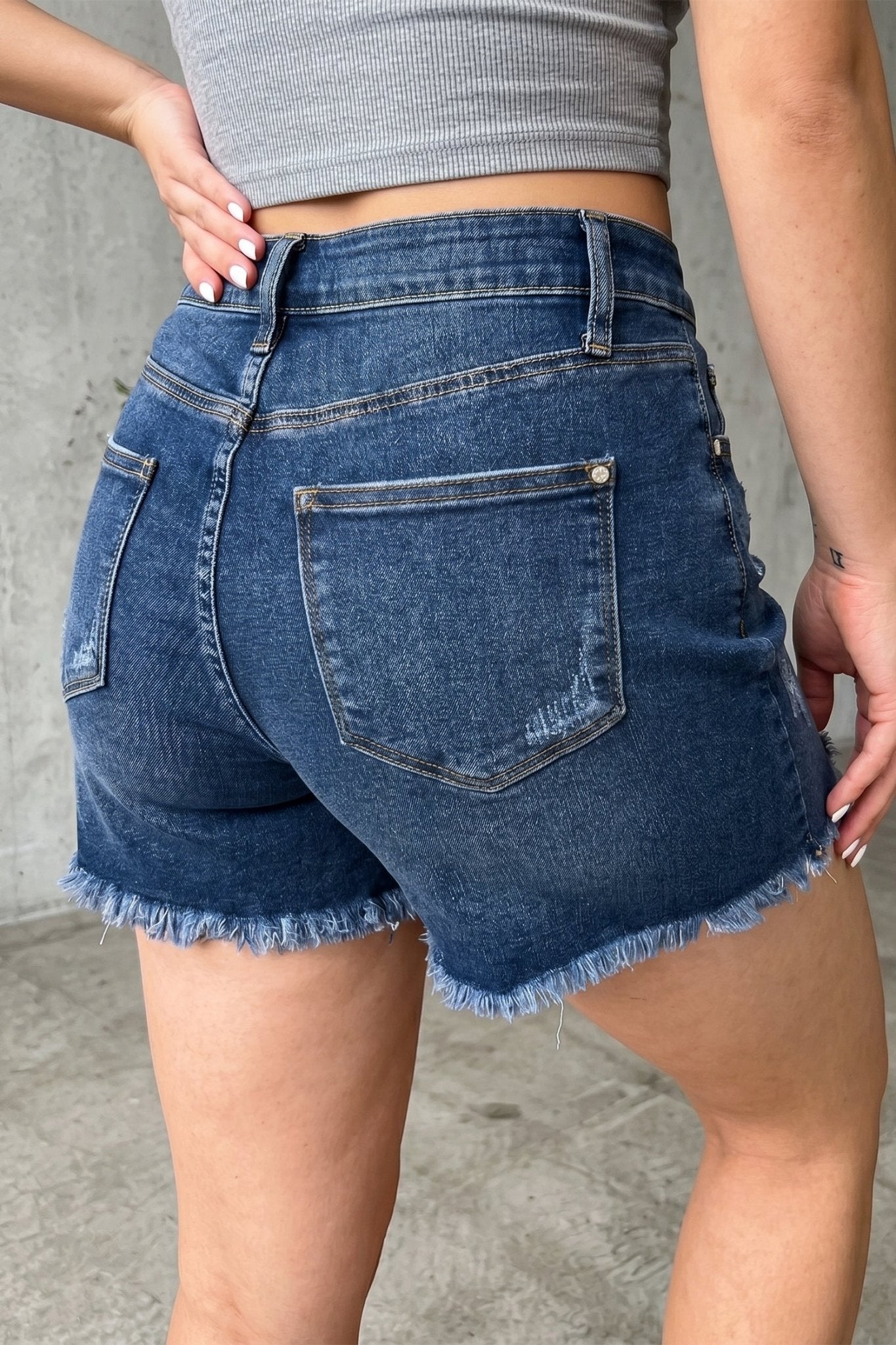 Holland Hem Distressed Whiskery Shorts - Hello Beautiful BoutiqueDenim ShortsThreaded Pear