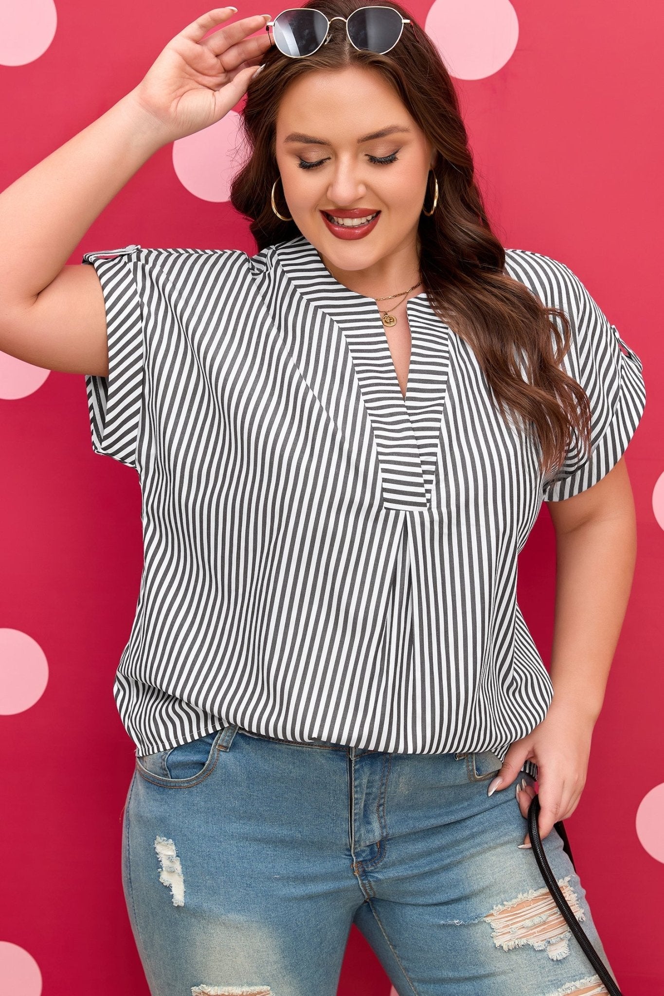 Hope Short Dolman Sleeve PLUS Blouse - Hello Beautiful BoutiquePlus Size Blouses & ShirtsThreaded Pear