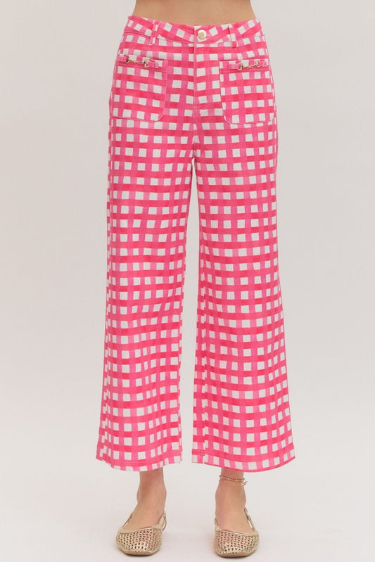 Horsebit Print Pink Pant - Hello Beautiful BoutiquePantsEntro