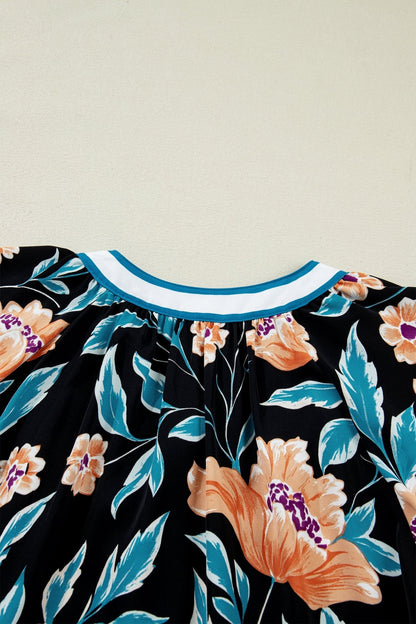 Ila Bubble Sleeve Notched Blouse - Hello Beautiful BoutiqueBlouses & ShirtsThreaded Pear