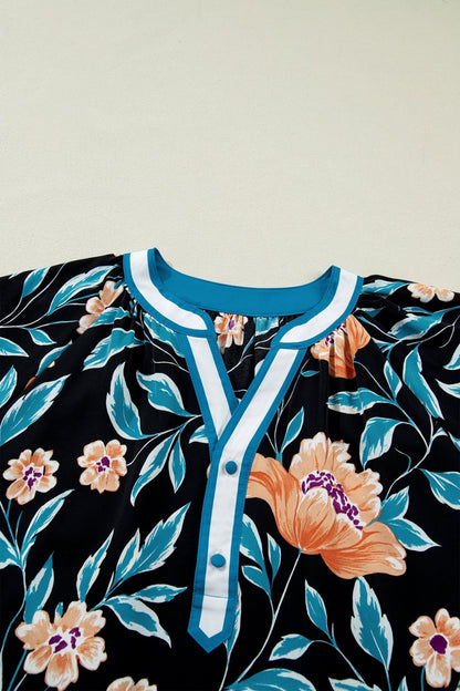Ila Bubble Sleeve Notched Blouse - Hello Beautiful BoutiqueBlouses & ShirtsThreaded Pear