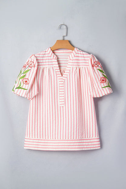 Imani Embroidered Puff Sleeve Blouse - Hello Beautiful BoutiqueBlouses & ShirtsThreaded Pear