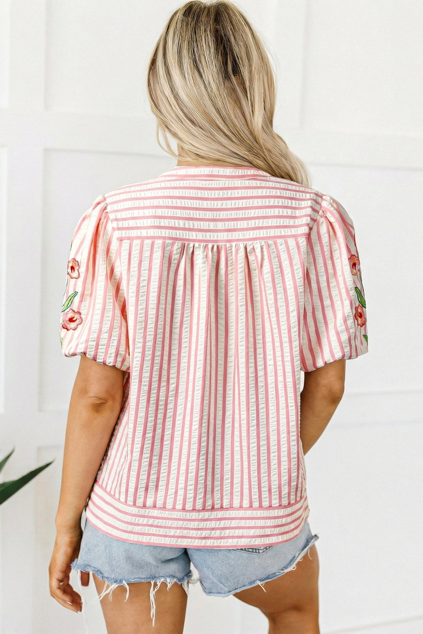 Imani Embroidered Puff Sleeve Blouse - Hello Beautiful BoutiqueBlouses & ShirtsThreaded Pear