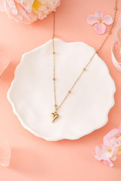 Inaya alloy Puffed Heart Necklace - Hello Beautiful BoutiqueJewelryThreaded Pear