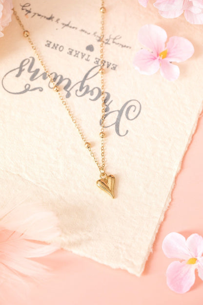 Inaya alloy Puffed Heart Necklace - Hello Beautiful BoutiqueJewelryThreaded Pear