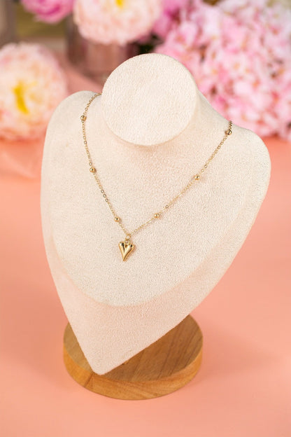 Inaya alloy Puffed Heart Necklace - Hello Beautiful BoutiqueJewelryThreaded Pear