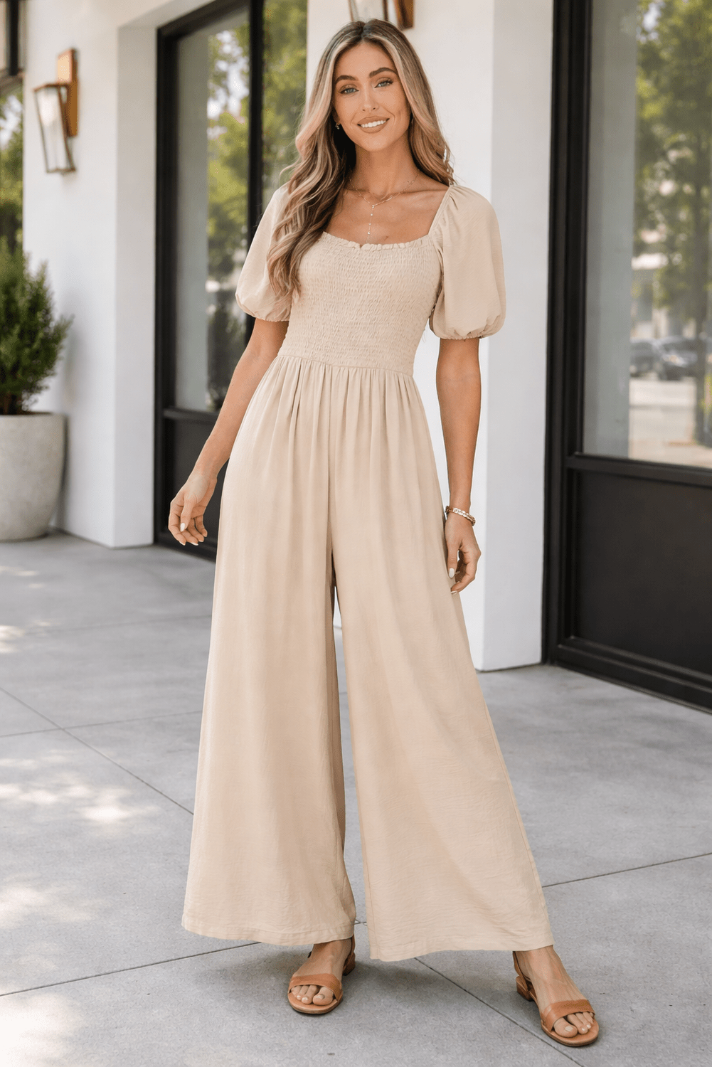 Indie Smocked Wide Leg Jumpsuit - Hello Beautiful BoutiqueJumpsuits & RompersThreaded Pear