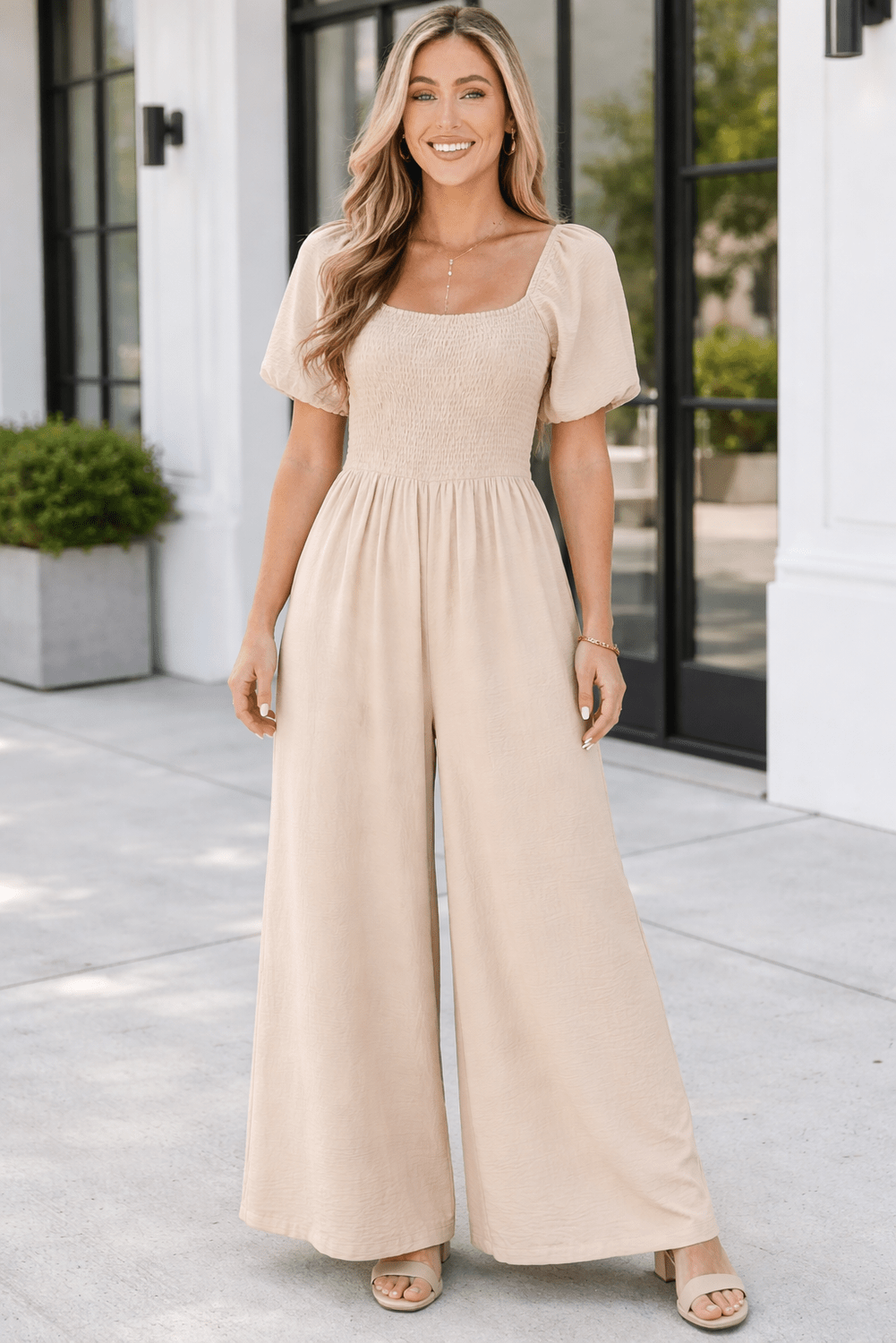 Indie Smocked Wide Leg Jumpsuit - Hello Beautiful BoutiqueJumpsuits & RompersThreaded Pear