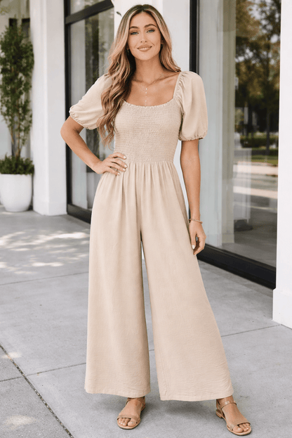 Indie Smocked Wide Leg Jumpsuit - Hello Beautiful BoutiqueJumpsuits & RompersThreaded Pear