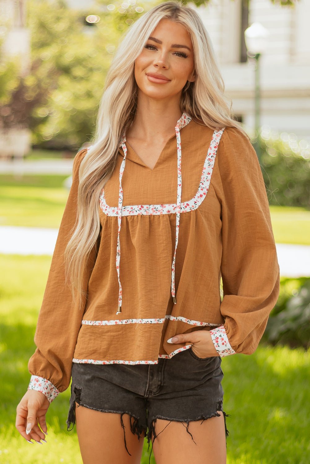 Iridora Long Puff Sleeve Blouse - Hello Beautiful BoutiqueBlouses & ShirtsThreaded Pear