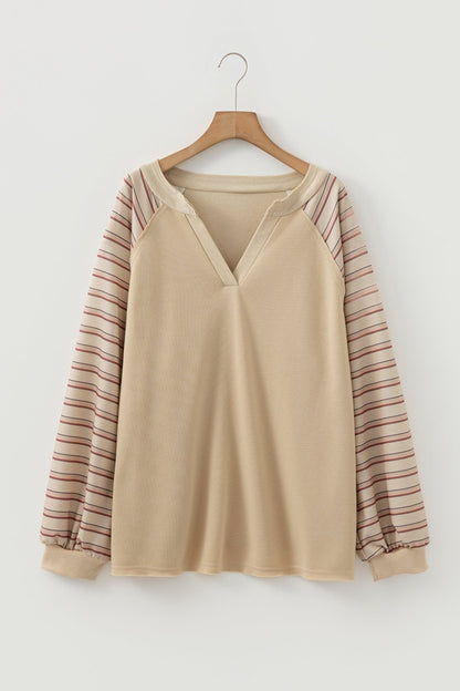 Iris Notched Raw Edge PLUS Jumper - Hello Beautiful BoutiquePlus Size Long Sleeve TopsThreaded Pear