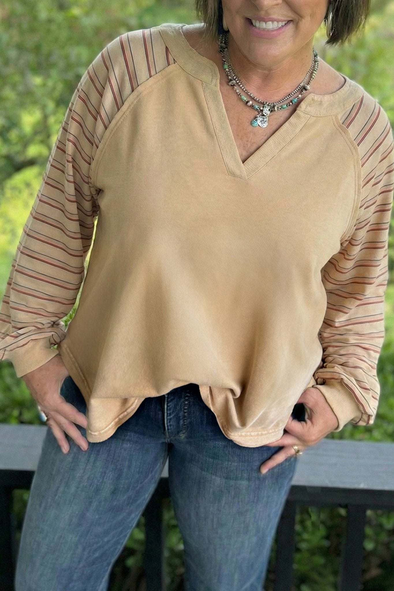 Iris Notched Raw Edge PLUS Jumper - Hello Beautiful BoutiquePlus Size Long Sleeve TopsThreaded Pear