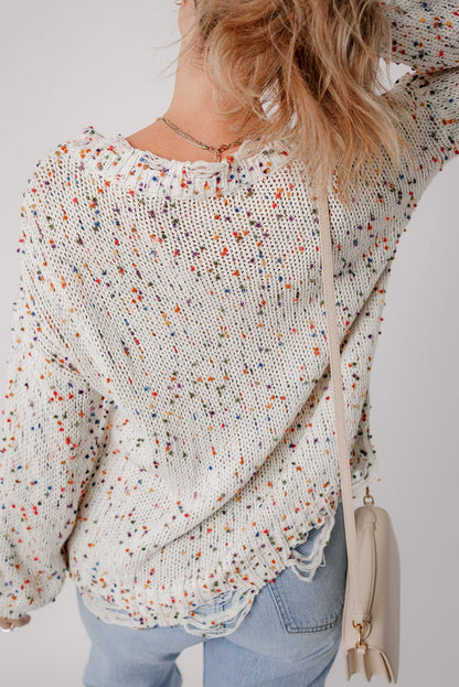 Isabel Confetti Distressed Knit Sweater - Hello Beautiful Boutique20% OFFThreaded Pear