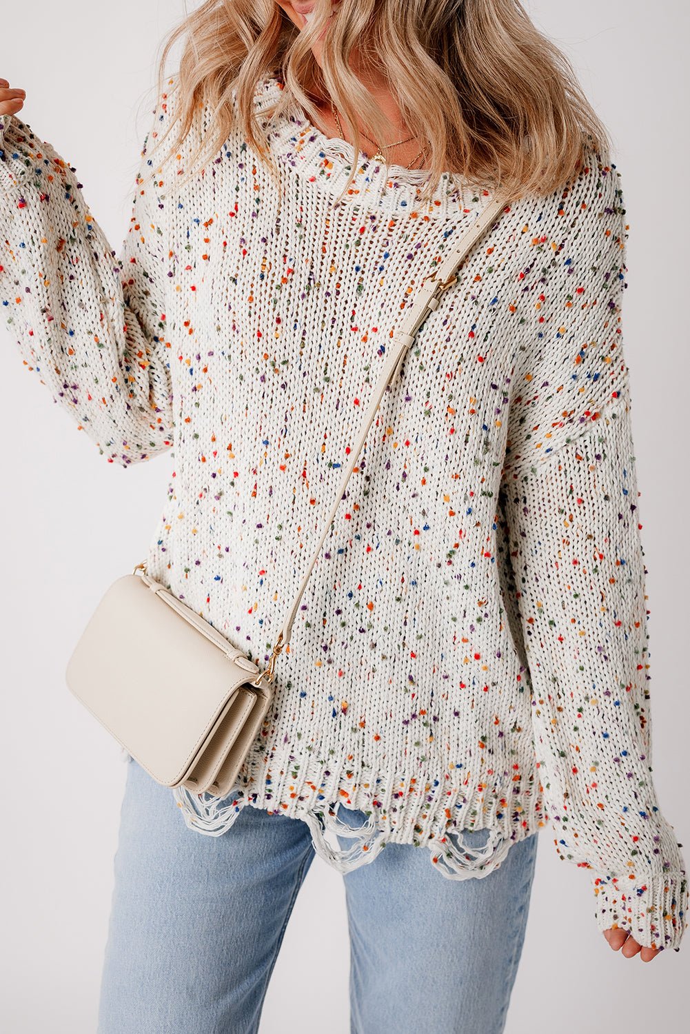 Isabel Confetti Distressed Knit Sweater - Hello Beautiful Boutique20% OFFThreaded Pear