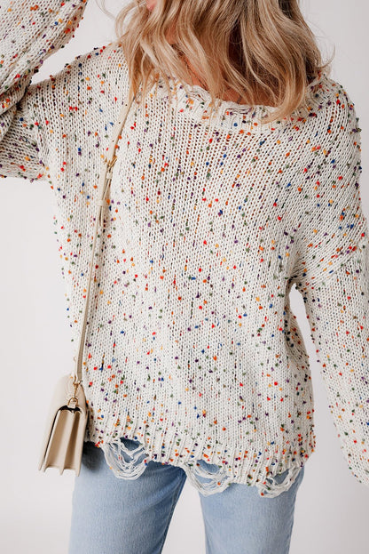 Isabel Confetti Distressed Knit Sweater - Hello Beautiful Boutique20% OFFThreaded Pear
