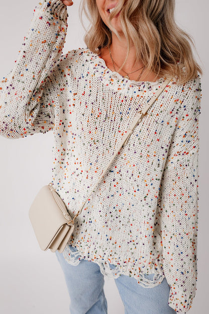 Isabel Confetti Distressed Knit Sweater - Hello Beautiful Boutique20% OFFThreaded Pear