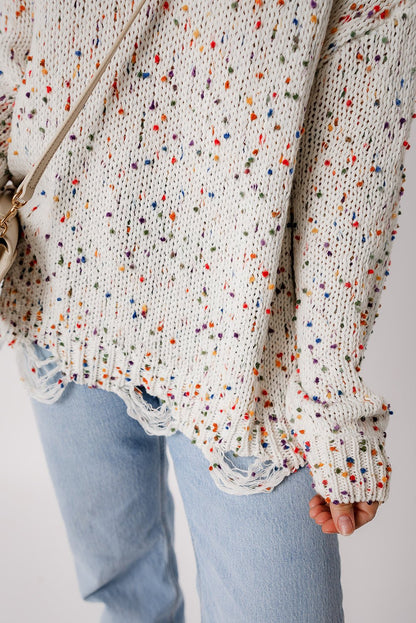Isabel Confetti Distressed Knit Sweater - Hello Beautiful Boutique20% OFFThreaded Pear