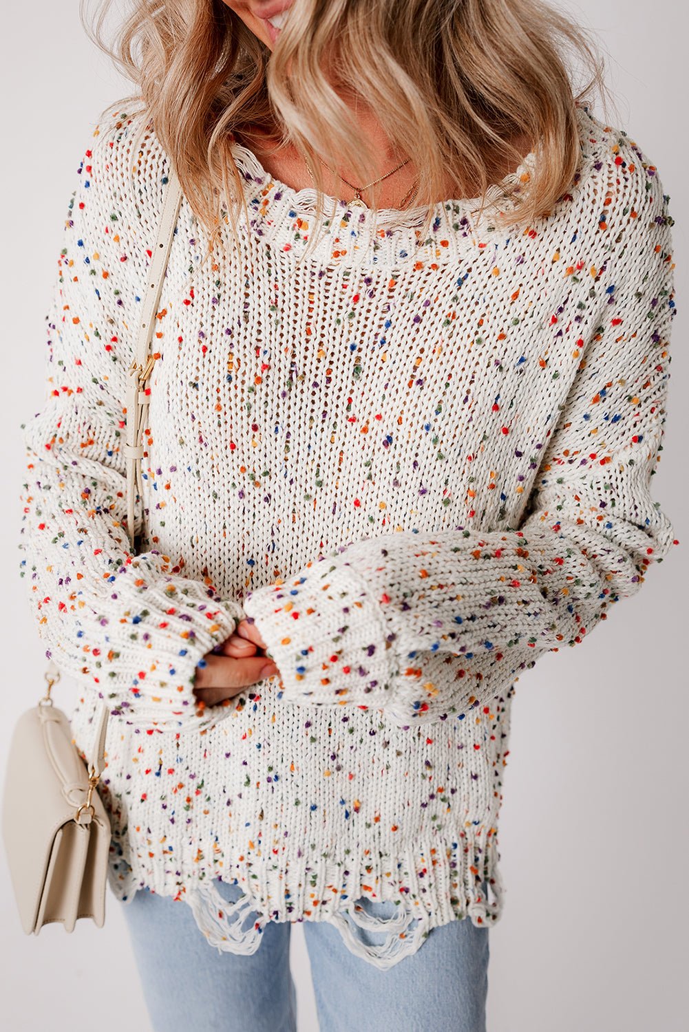Isabel Confetti Distressed Knit Sweater - Hello Beautiful Boutique20% OFFThreaded Pear